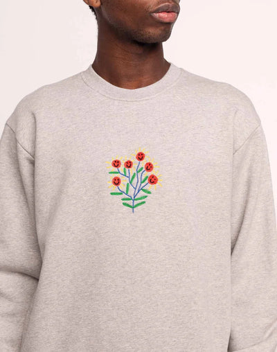 Happy Flower Sweatshirt - Grey Marl