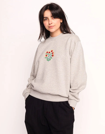 Happy Flower Sweatshirt - Grey Marl