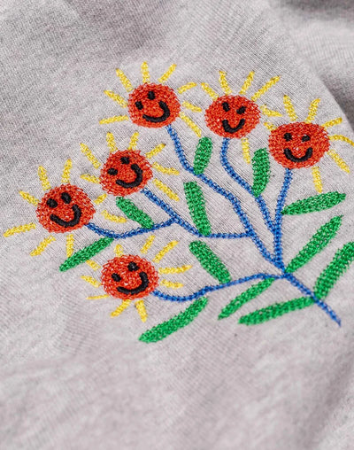 Happy Flower Sweatshirt - Grey Marl