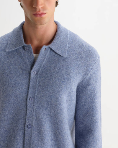 Tristan L/S Polo Fluffy Wool Blend - Pale Blue