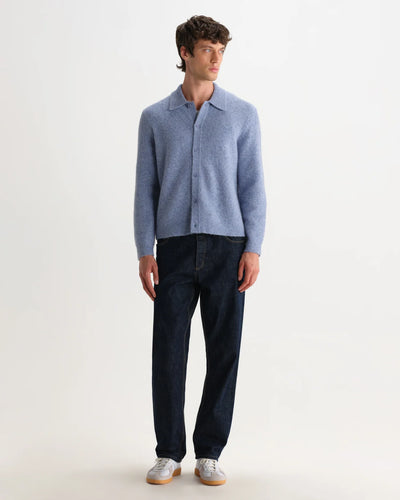 Tristan L/S Polo Fluffy Wool Blend - Pale Blue