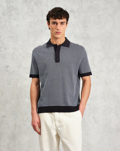 Turiin Polo - Navy Ladder Stripe
