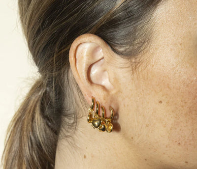 Mini Milagros Heart Earrings - Gold