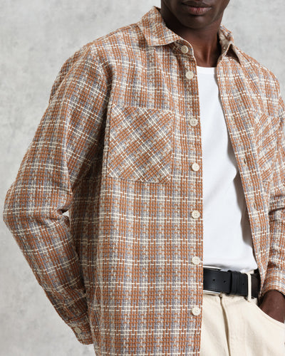 Whiting Overshirt - Tan and Multicolour Ladder Check