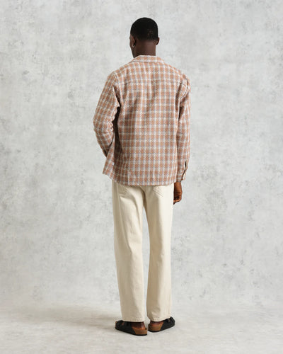 Whiting Overshirt - Tan and Multicolour Ladder Check