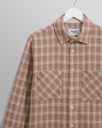 Whiting Overshirt - Tan and Multicolour Ladder Check