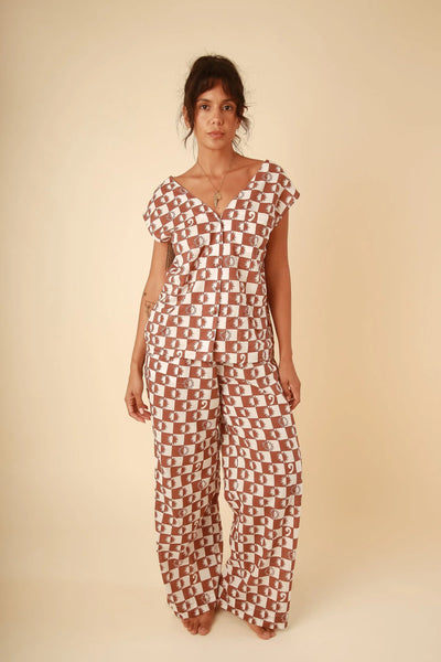 Sandi Cotton Set - Brown & Cream