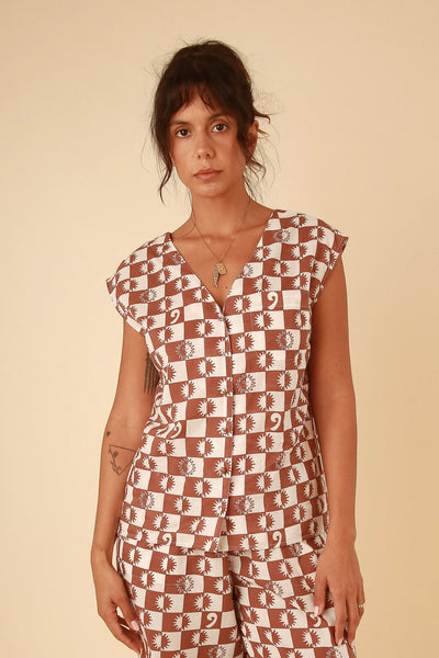 Sandi Cotton Set - Brown & Cream