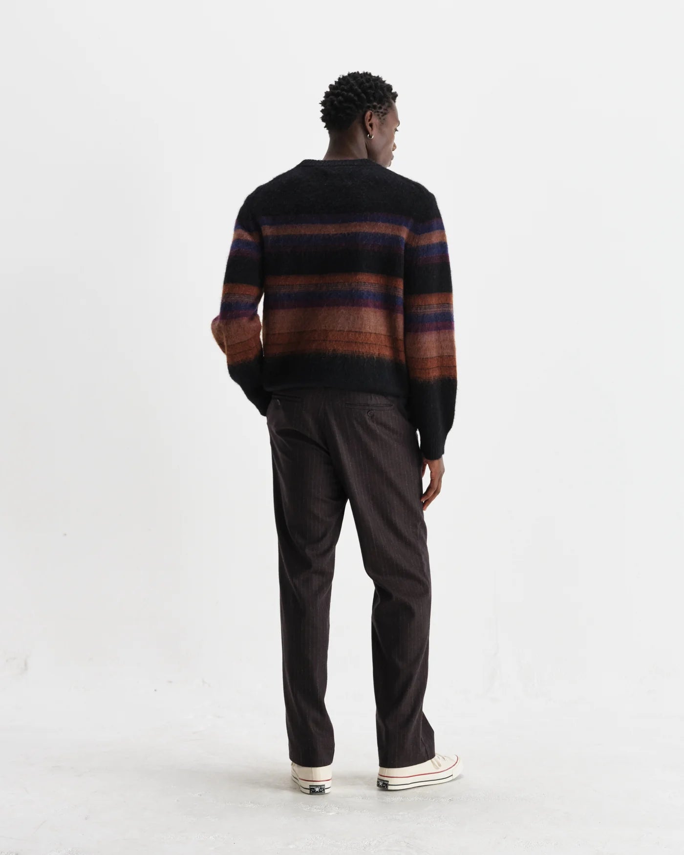 Wilde Crew Brush Stripe Jumper - Black/Dark Multi