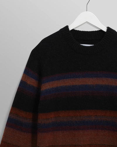 Wilde Crew Brush Stripe Jumper - Black/Dark Multi