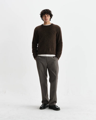 Wilde Crew Fluffy Wool Blend Jumper - Brown