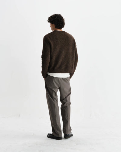 Wilde Crew Fluffy Wool Blend Jumper - Brown