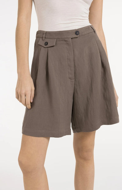 Woven Longer Length Bermuda Shorts - Washed Brown