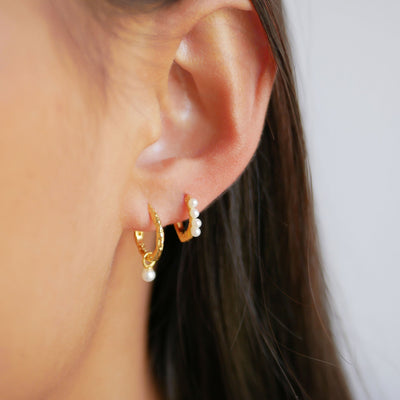 Paula 10mm Hoops - Gold/Pearl