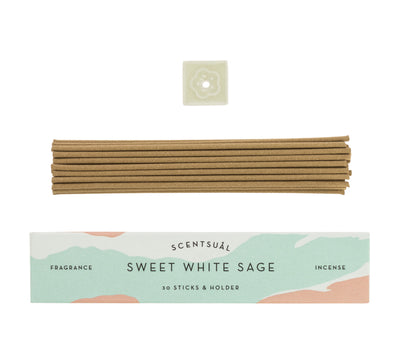 Scentsual Japanese Incense + Ceramic Holder  - Sweet White Sage