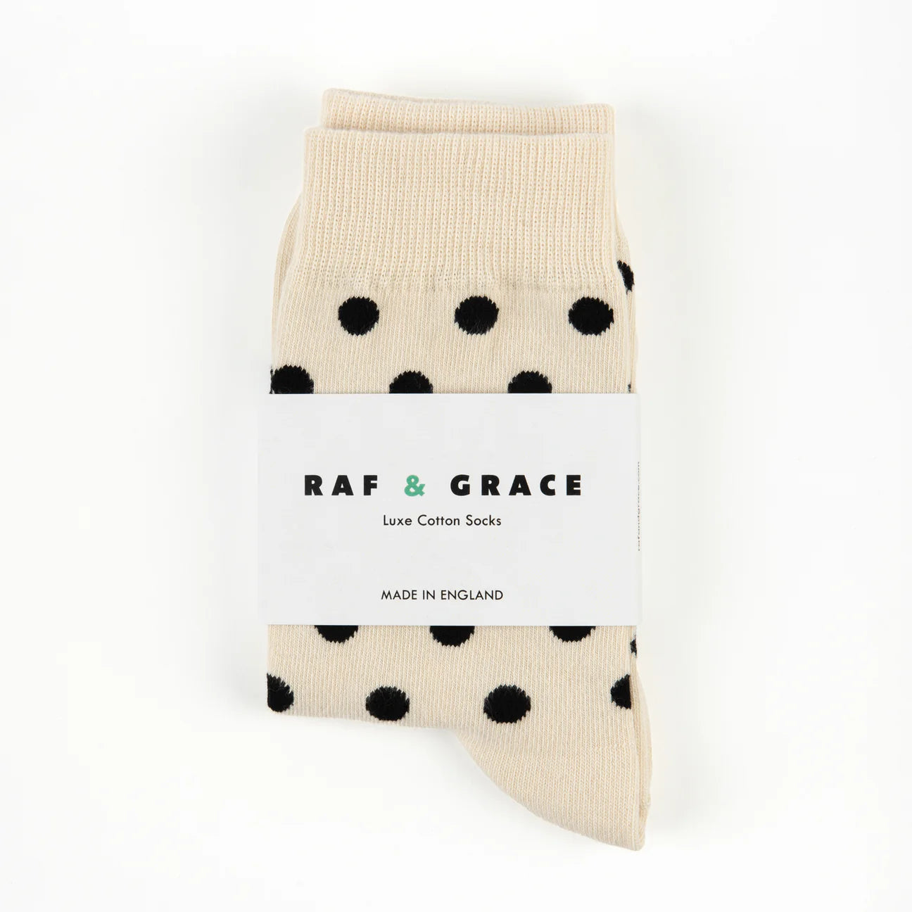 Luxe Cotton Socks - Polka Dot Black/Ecru