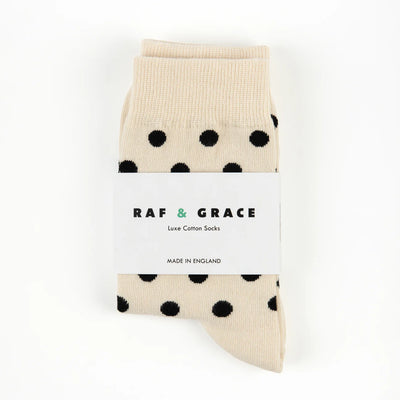 Luxe Cotton Socks - Polka Dot Black/Ecru