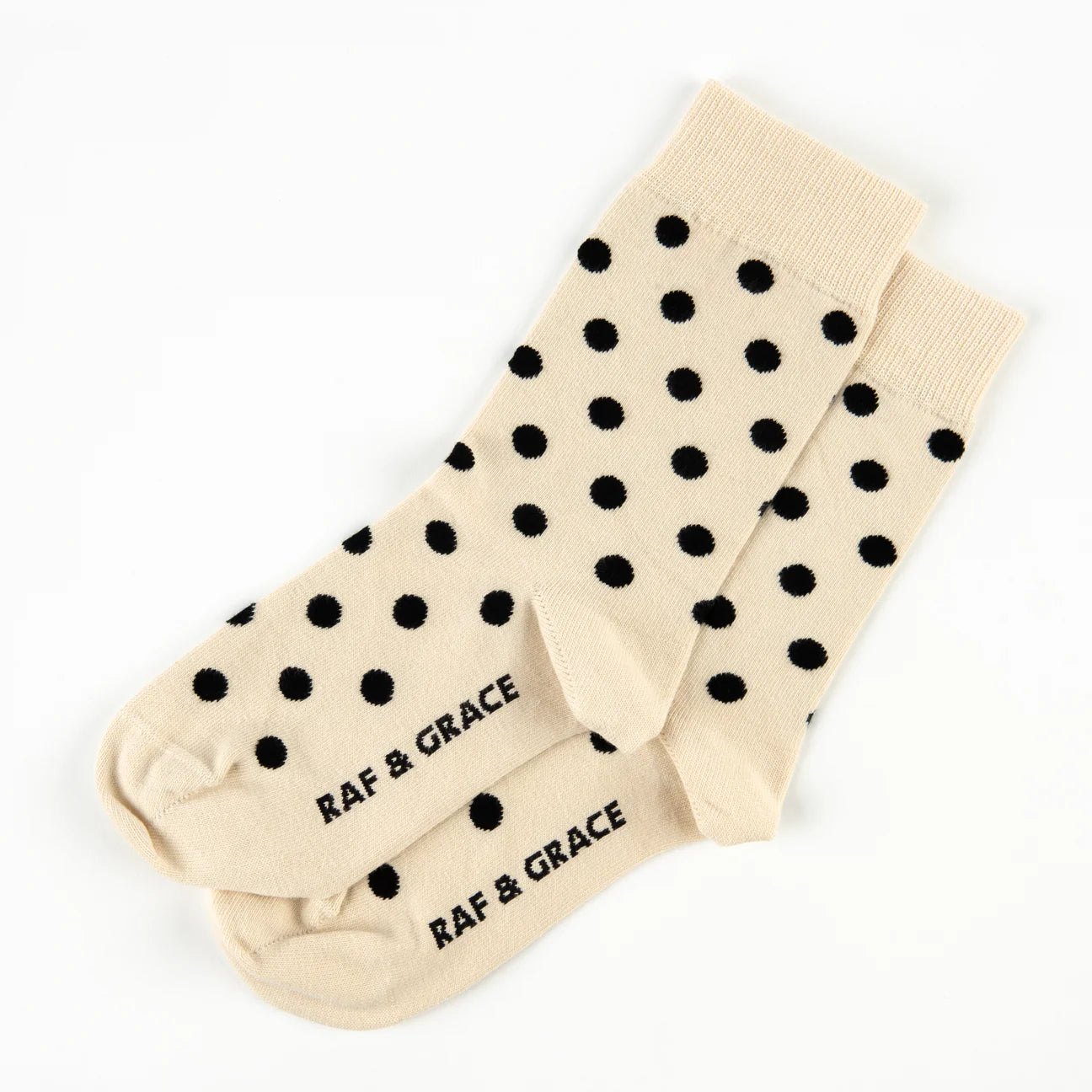 Luxe Cotton Socks - Polka Dot Black/Ecru