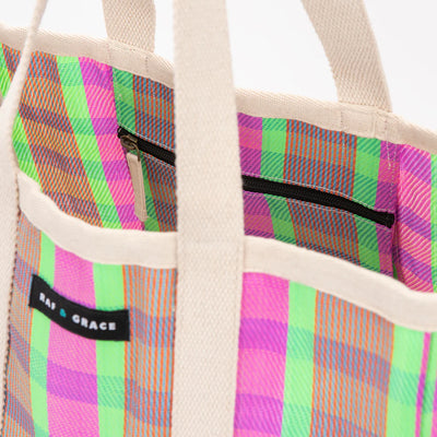Large Shopper Bag - Bright Pink & Green