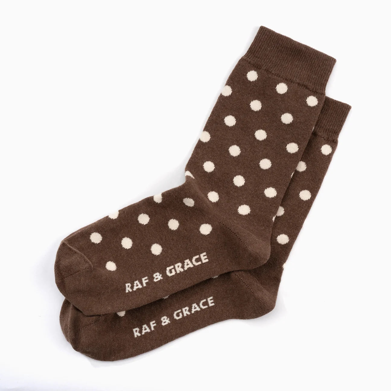 Luxe Cotton Socks - Polka Dot Ecru/Coffee