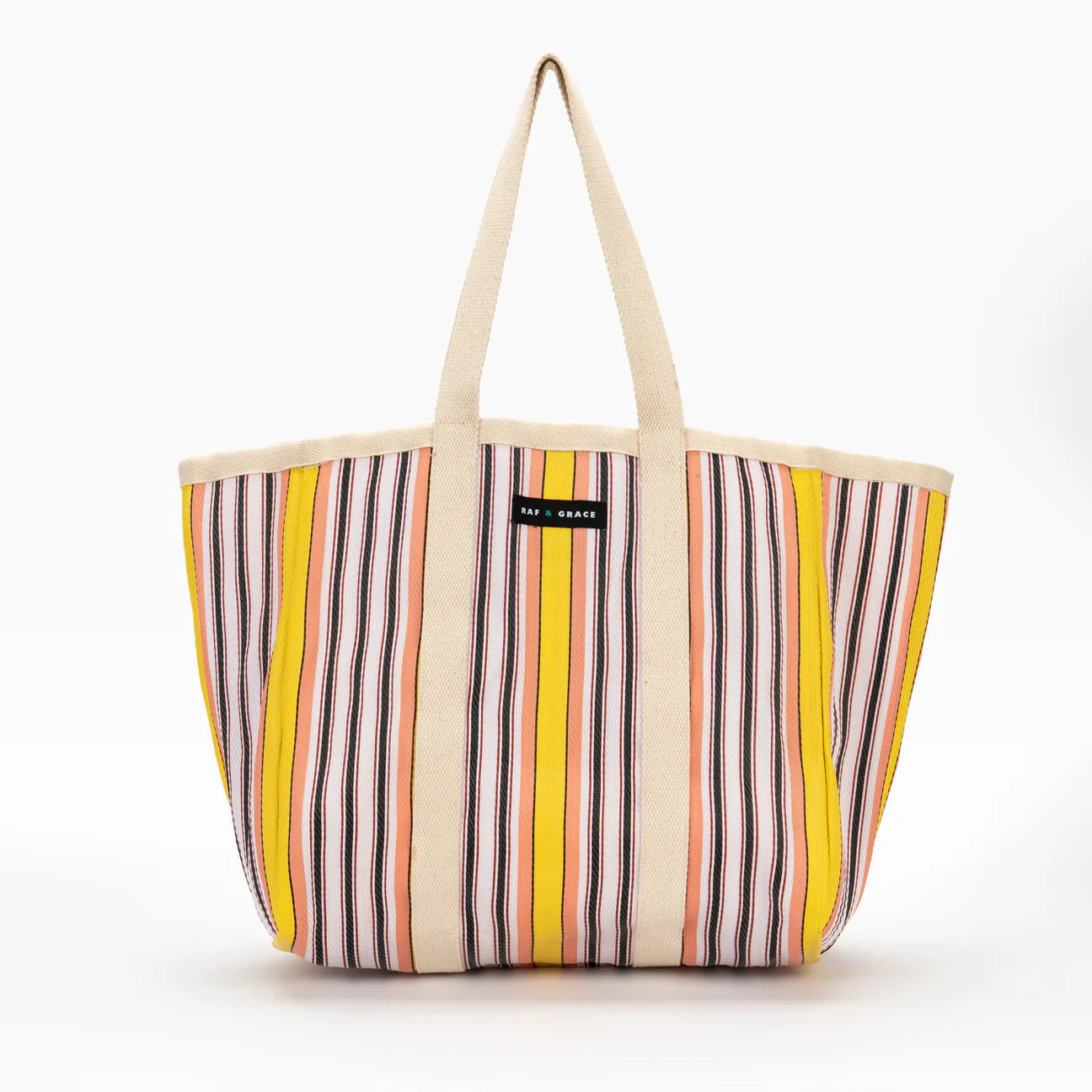 Large Shopper Bag - Pale Pink, Yellow & Black