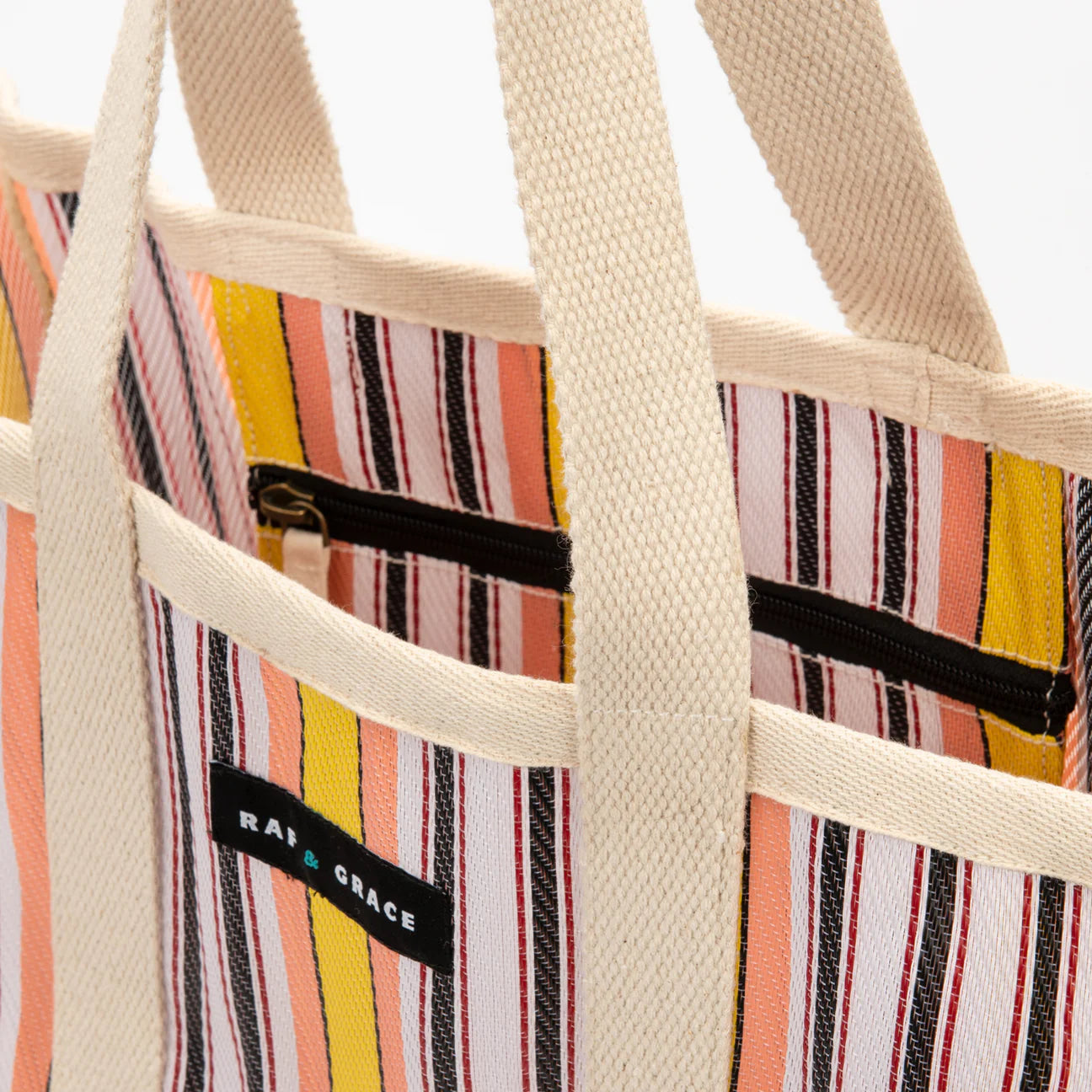 Large Shopper Bag - Pale Pink, Yellow & Black