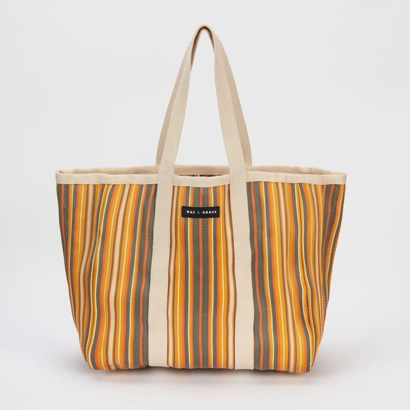 Large Shopper Bag -  Chocolate/Orange