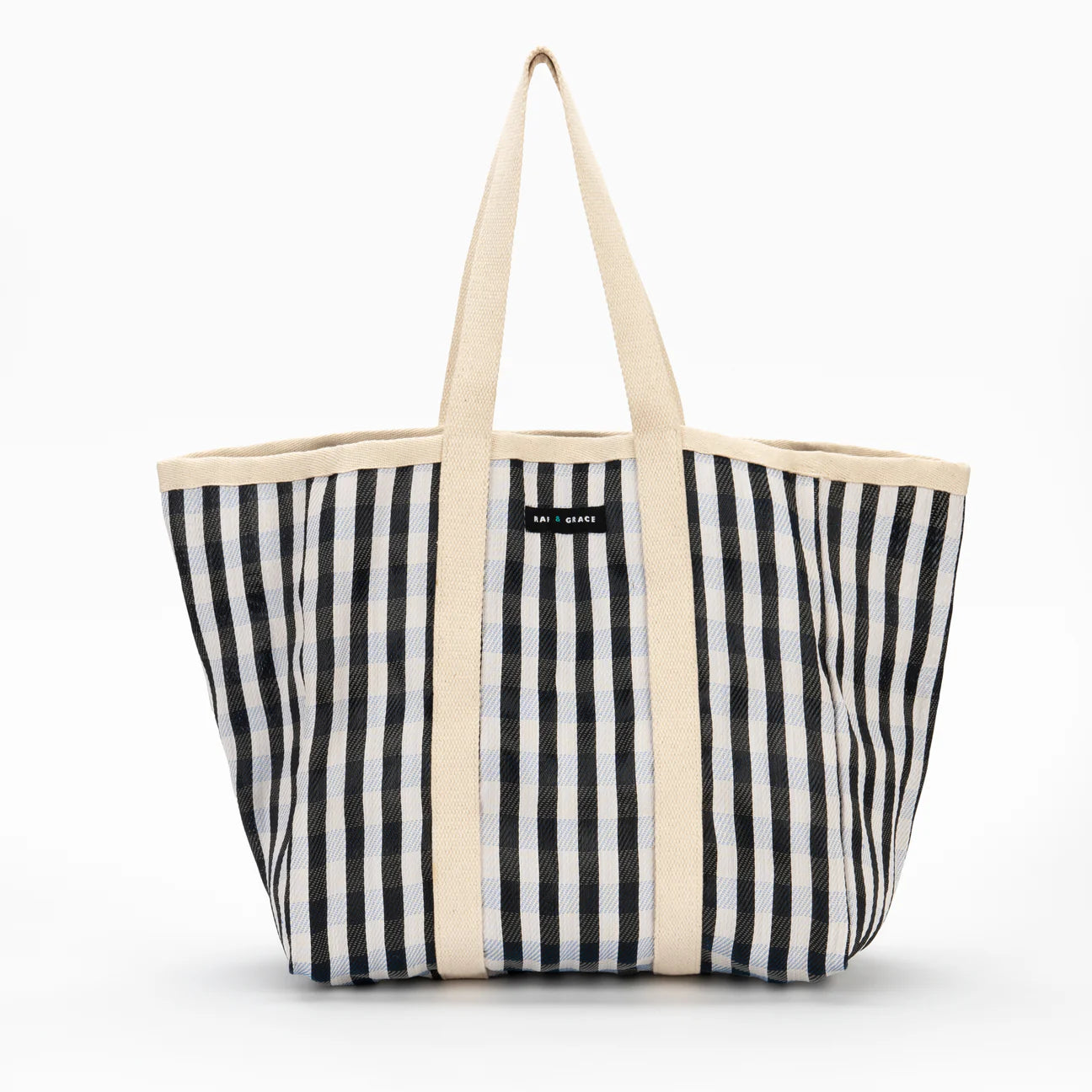 Large Shopper Bag - Black & White Stripe