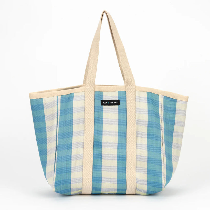 Large Shopper Bag - Sky Blue/Ecru