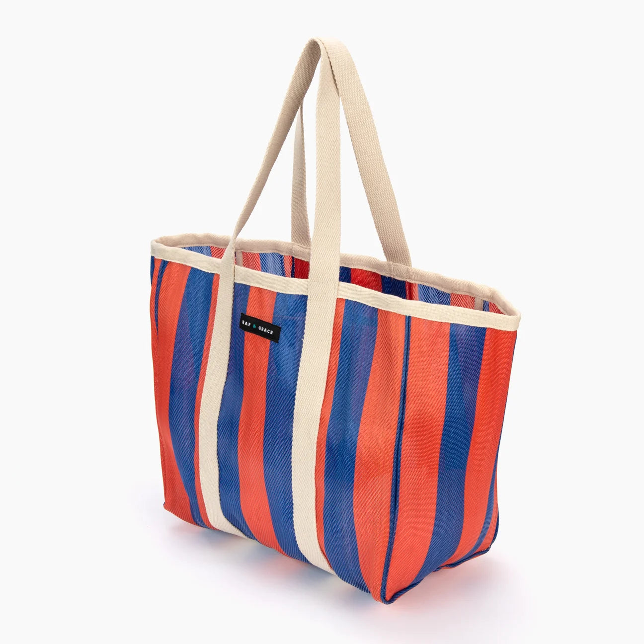 Large Shopper Bag - Blue/Tomato Red