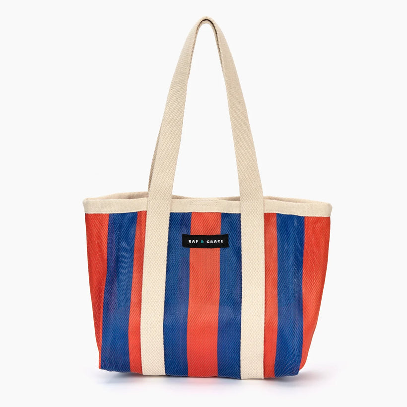 Mini Shopper Bag - Blue/Tomato Red