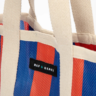 Mini Shopper Bag - Blue/Tomato Red
