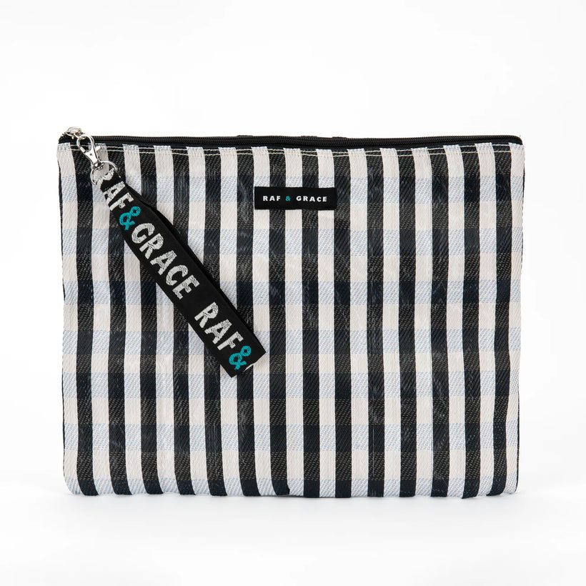Large Pouch - Black/ White Stripe