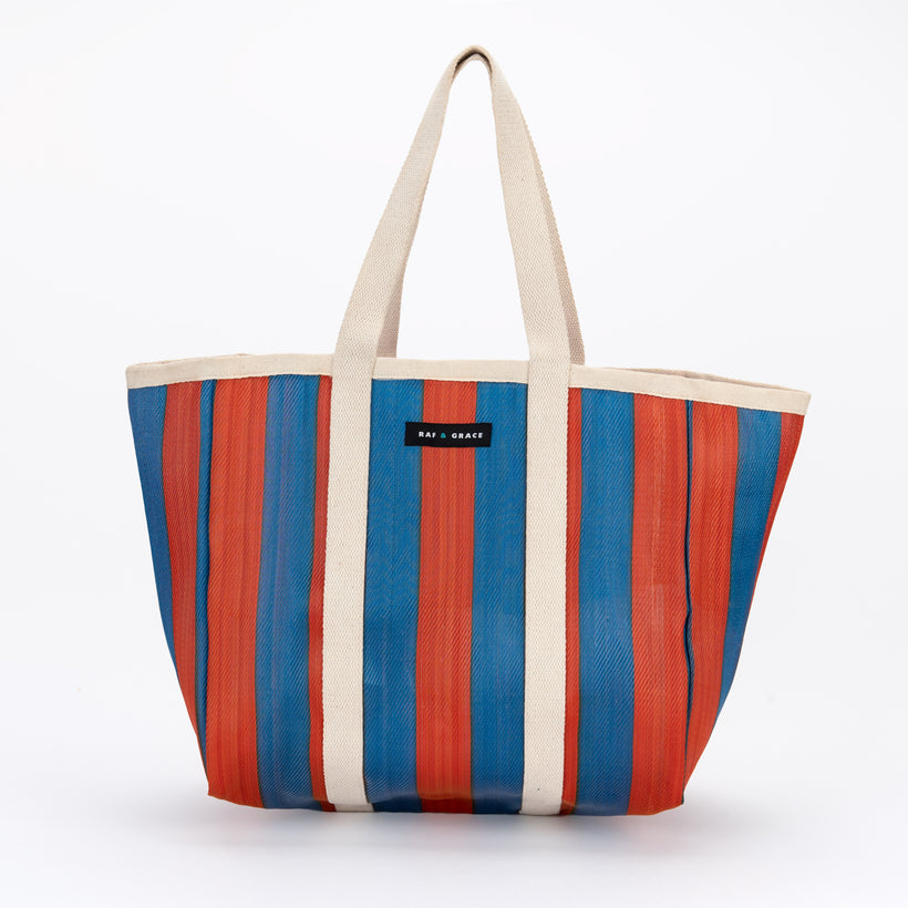 Large Shopper Bag - Navy & Orange