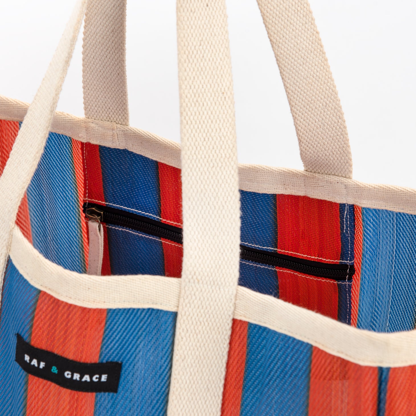 Large Shopper Bag - Navy & Orange