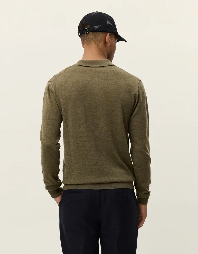 Greyson Merino Polo Knit -Military Olive