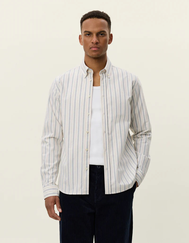 Konrad Striped Oxford Shirt - Light Ivory