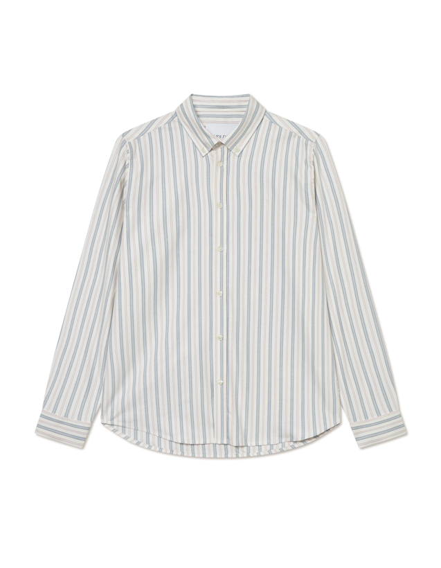 Konrad Striped Oxford Shirt - Light Ivory