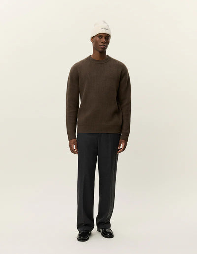 Eddie Wool Rib Crewneck - Teak