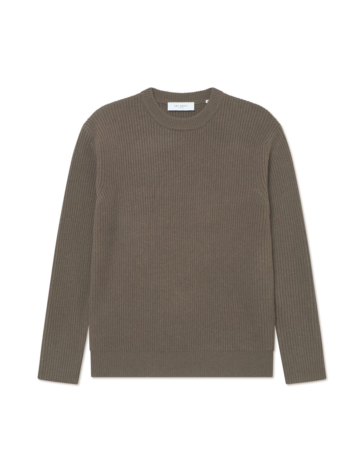 Eddie Wool Rib Crewneck Knit - Teak Brown