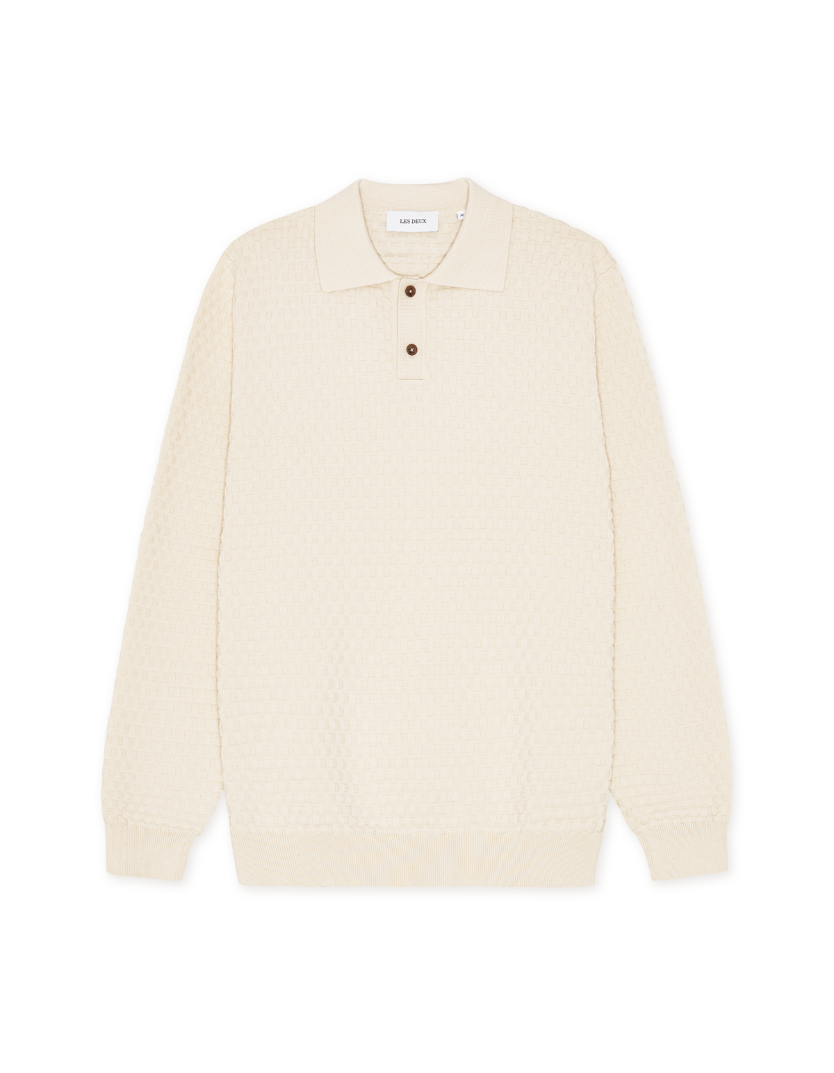 Billy Weave Knitted LS Polo - Light Ivory