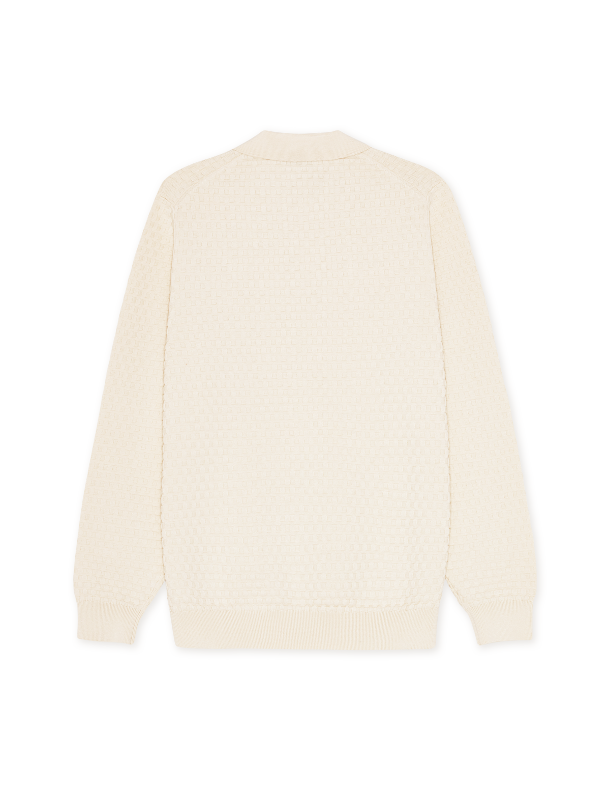Billy Weave Knitted LS Polo - Light Ivory