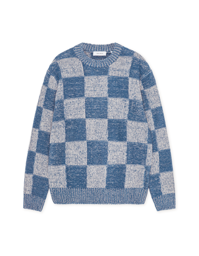 Check Knit - Dark Denim Blue