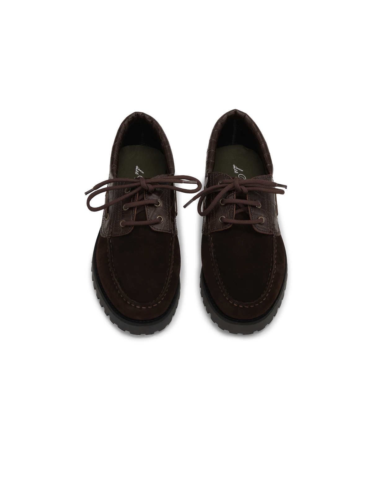 Croco Mix Boatshoe - Mole Brown