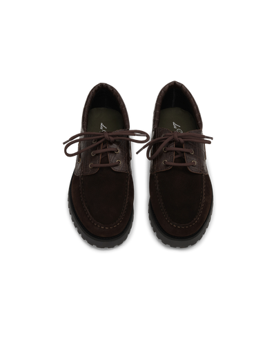 Croco Mix Boatshoe - Mole Brown