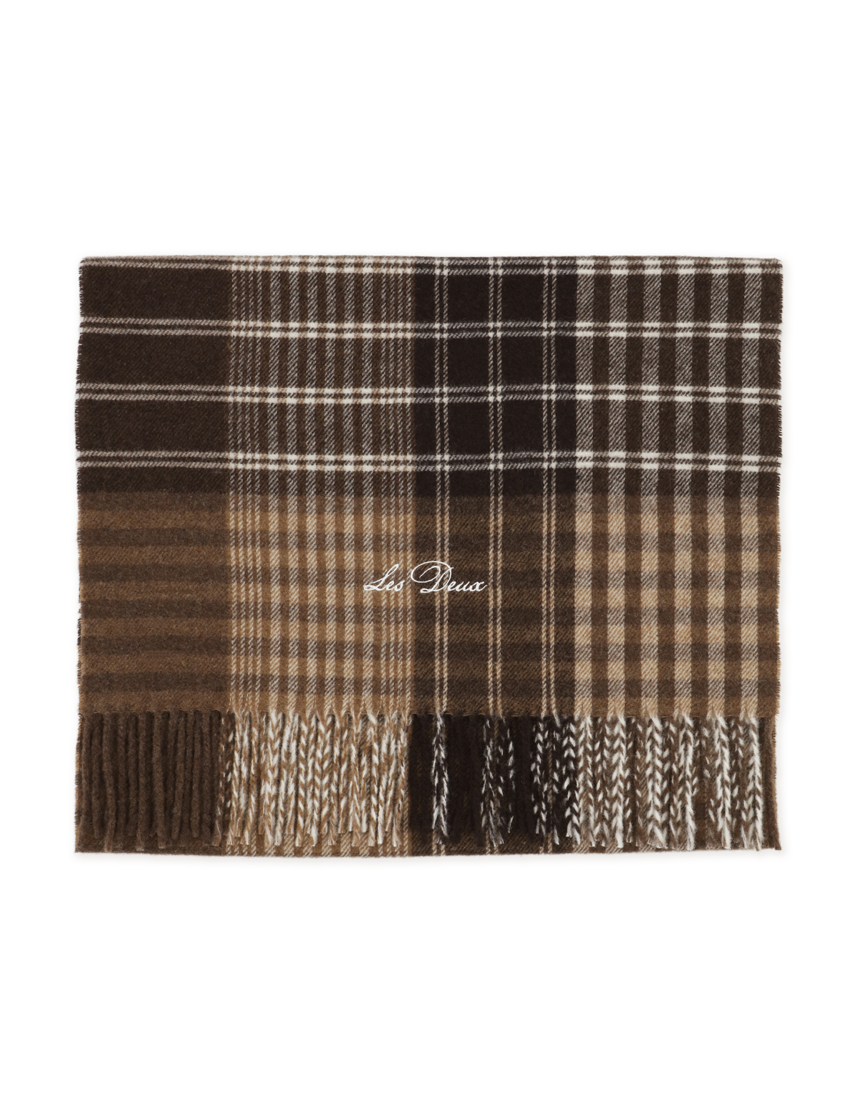 Signture Patchwork Check Scarf - Mole Brown