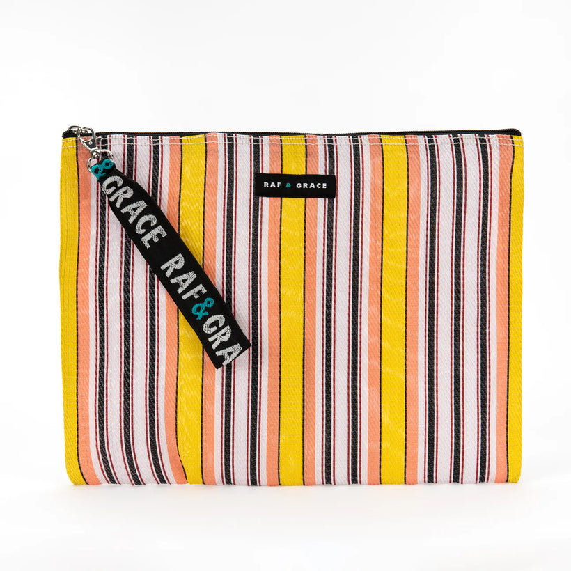 Large Pouch - Pale Pink/Yellow/Black