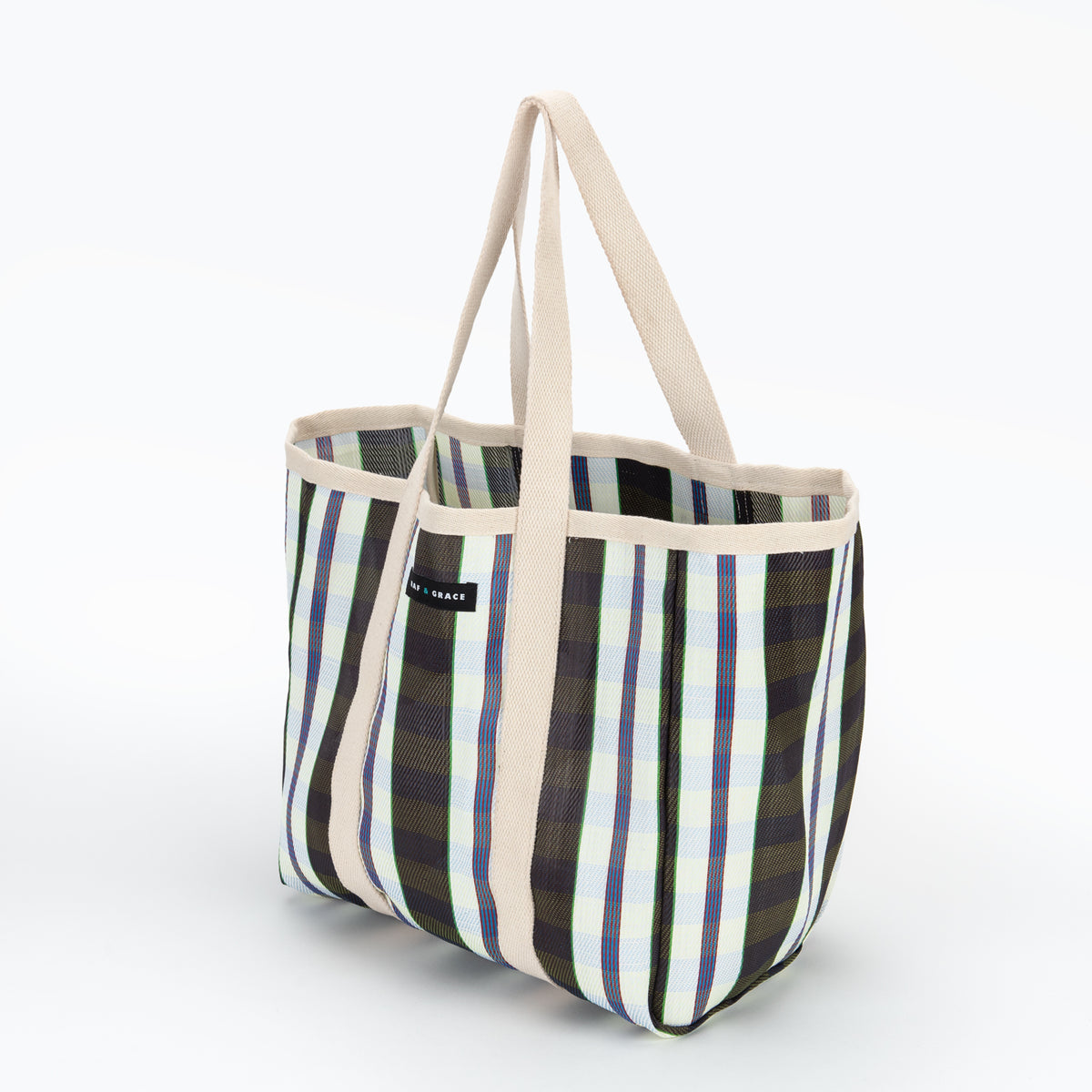Large Shopper Bag - Black, Cream & Navy