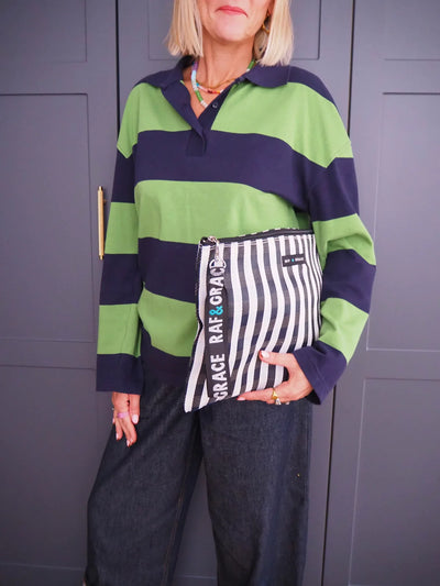 Large Pouch - Black/ White Stripe