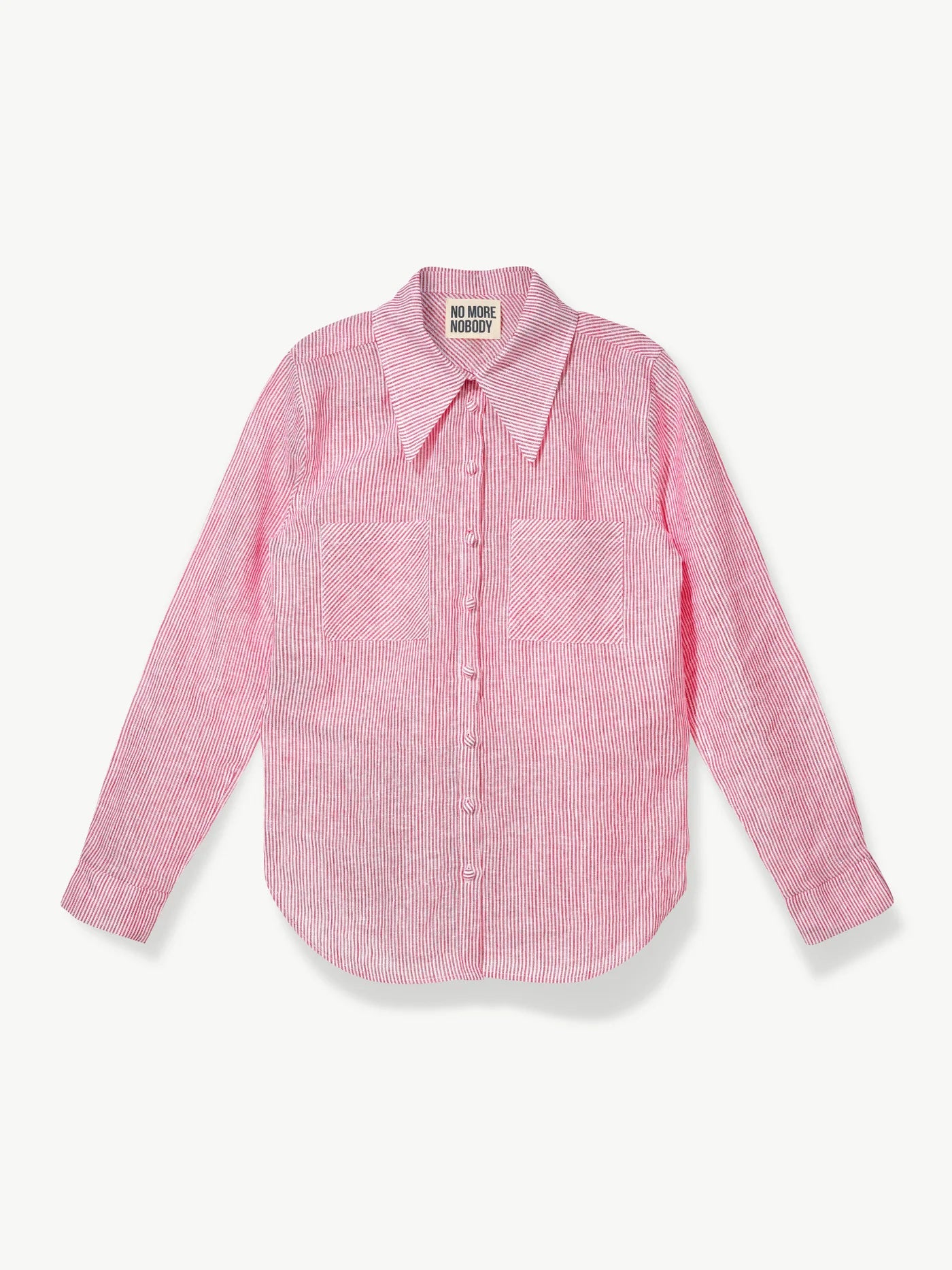 'NO MORE NOBODY' - Rene Sharp Collar Shirt Organic Linen - Red